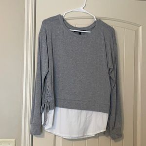 WHBM grey and white sweatshirt